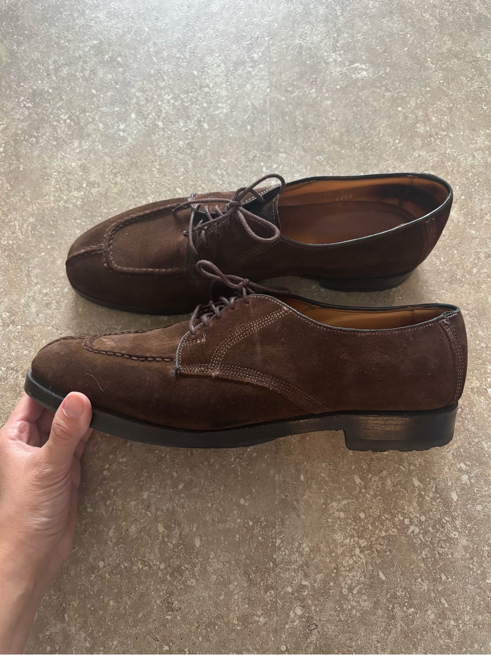 Allen Edmonds Dellwood‎ Brown Suede Split Toe Oxford Dress Shoes Mens Size 10